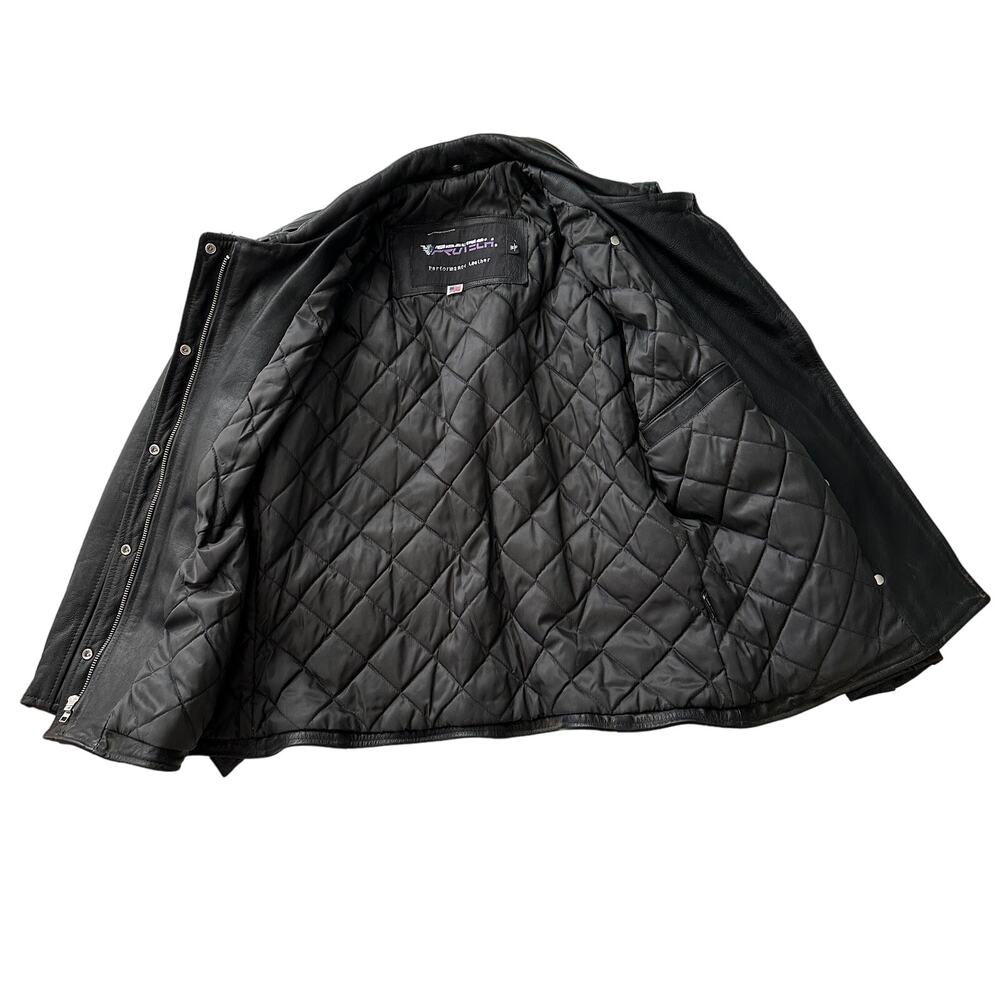 Protech Performance Leather USA Made Moto Biker Lined Belted Black Jacket wmn S - Picture 4 of 9